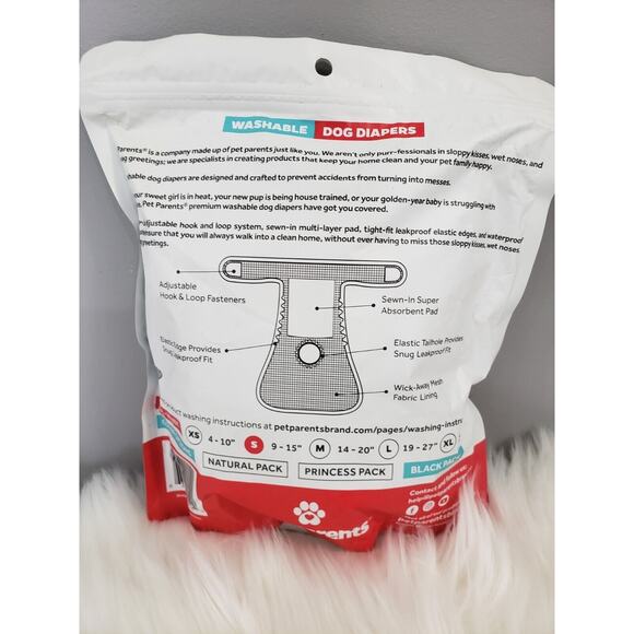 NEW OPEN PACK - 3 BLACK Pet Parents Washable Dog Diapers SMALL - Picture 3 of 4
